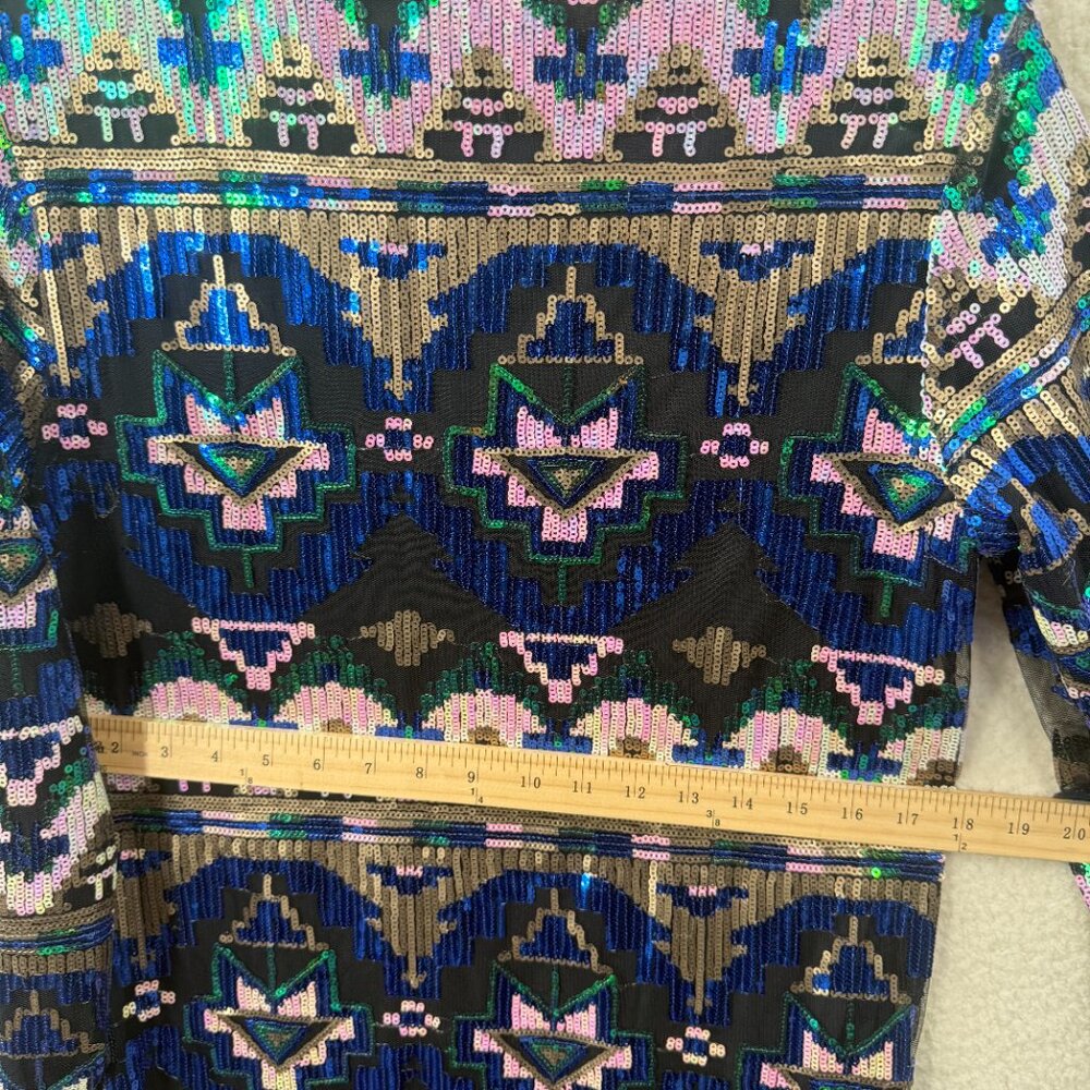Zara Blue Multi-Color Patterned Mini Dress - Picture 13 of 14